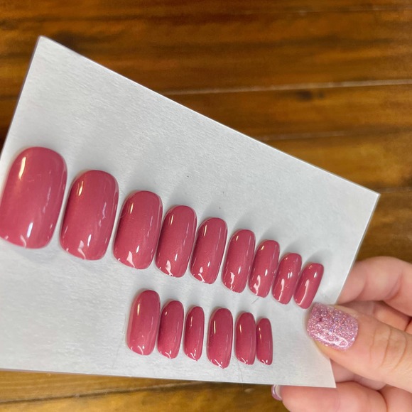 Shimmer Deep Mauve Polished & Glazed Nails | Press On Nails | V Day Mani - Picture 7 of 12